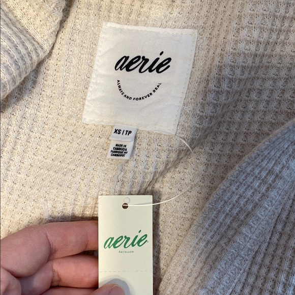 Aerie Cream Lumber Jane Waffle Knit Oversized Shirt - Picture 2 of 3